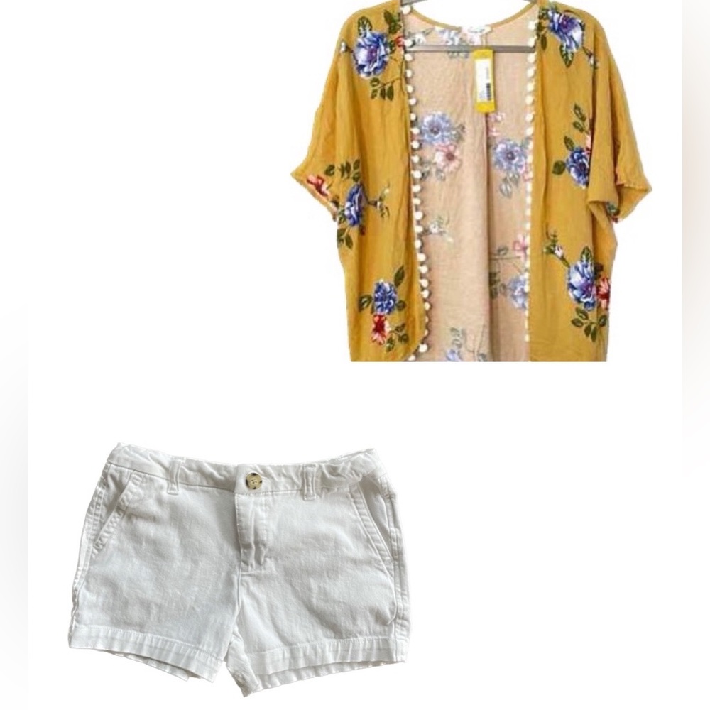 Girls size L NWT Kimono and White shorts set